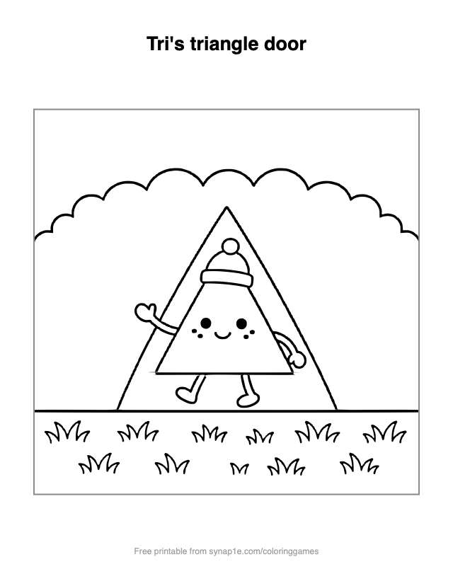 Tri's triangle door — free printable shapes coloring page