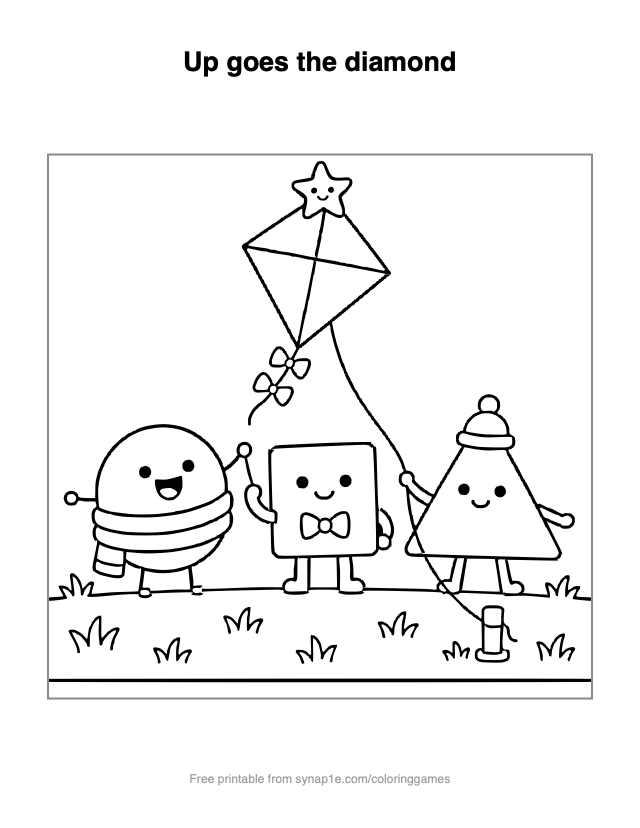 Up goes the diamond — free printable shapes coloring page