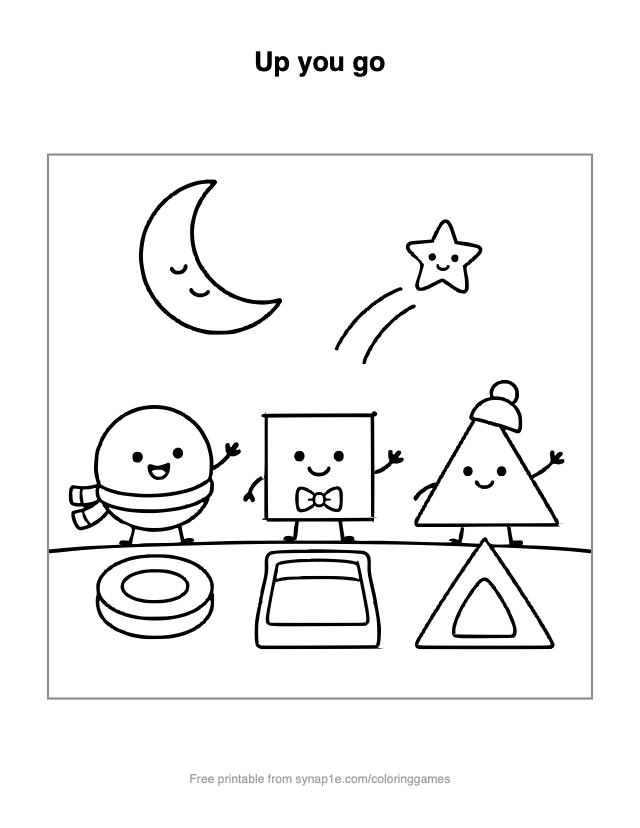 Up you go — free printable shapes coloring page