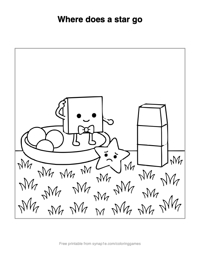Where does a star go — free printable shapes coloring page