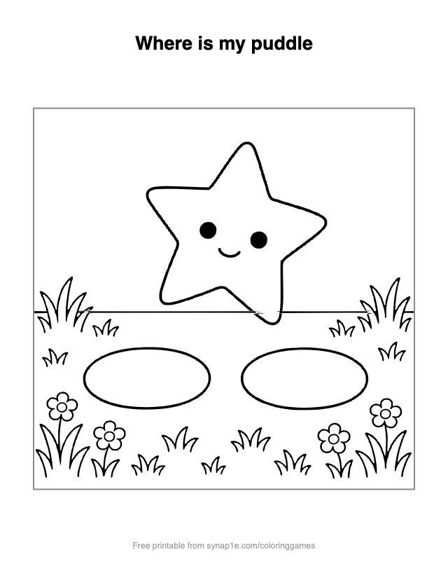 Where is my puddle — free printable shapes coloring page