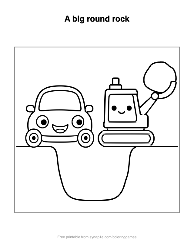 A big round rock — free printable vehicles coloring page