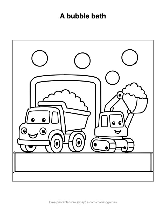 A bubble bath — free printable vehicles coloring page