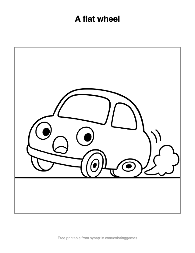A flat wheel — free printable vehicles coloring page