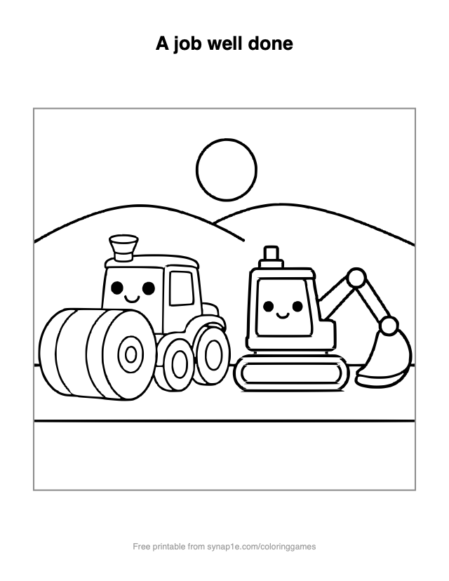 A job well done — free printable vehicles coloring page