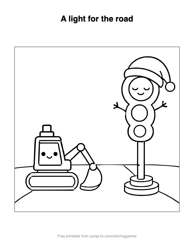 A light for the road — free printable vehicles coloring page