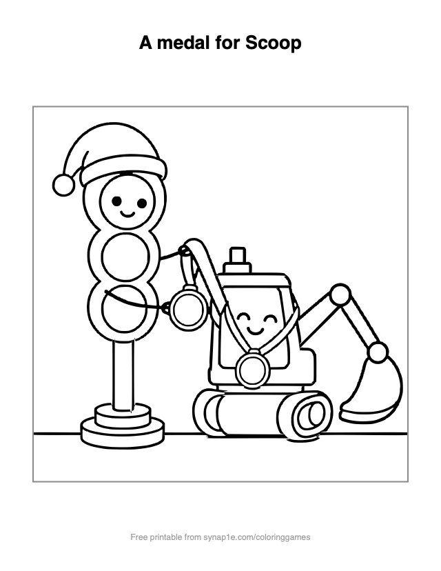 A medal for Scoop — free printable vehicles coloring page