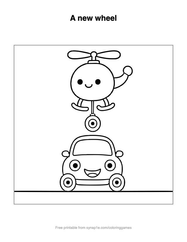 A new wheel — free printable vehicles coloring page