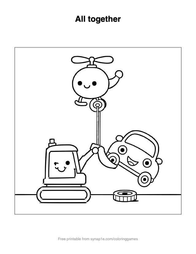 All together — free printable vehicles coloring page