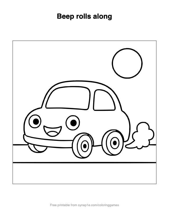 Beep rolls along — free printable vehicles coloring page