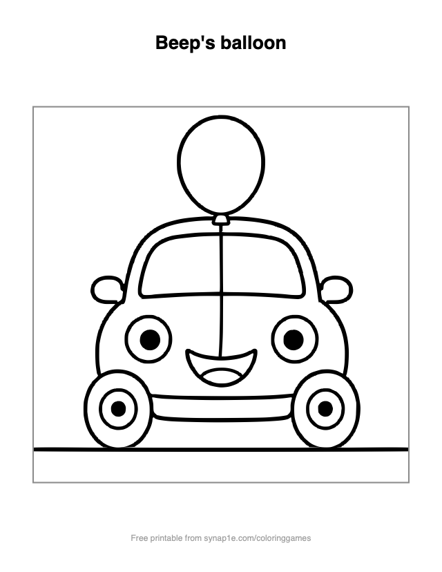Beep's balloon — free printable vehicles coloring page