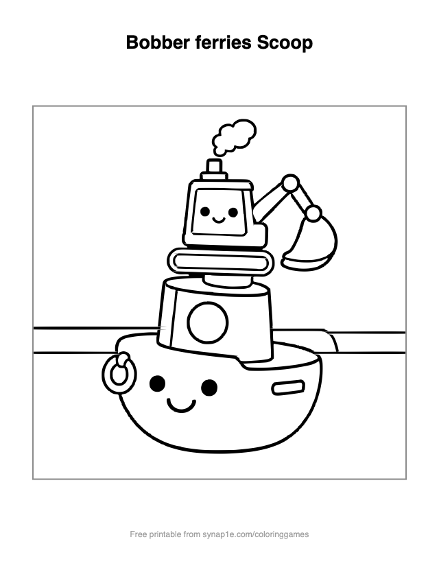 Bobber ferries Scoop — free printable vehicles coloring page