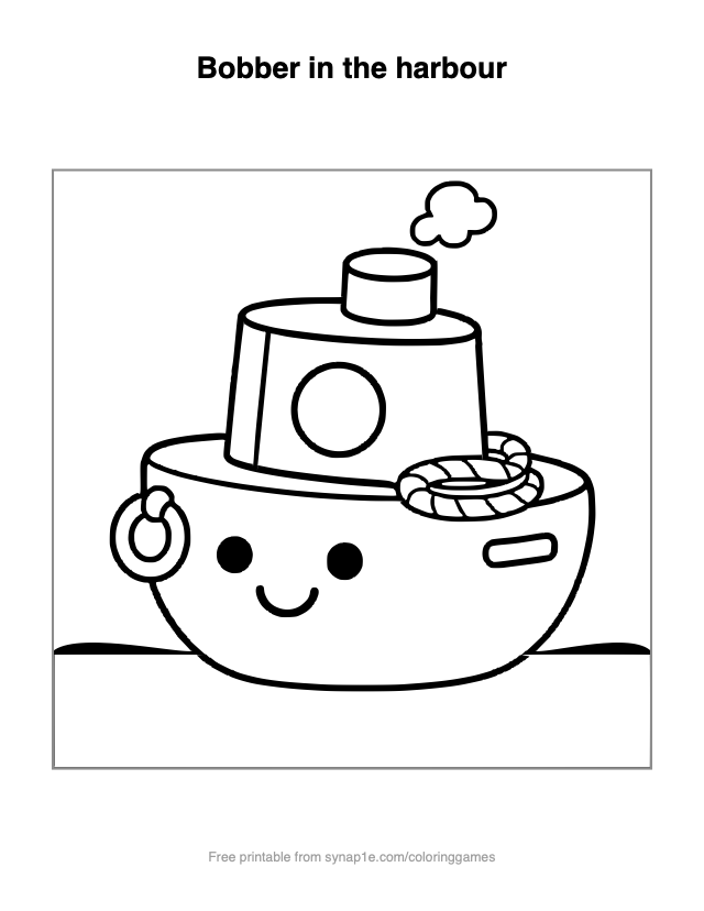 Bobber in the harbour — free printable vehicles coloring page