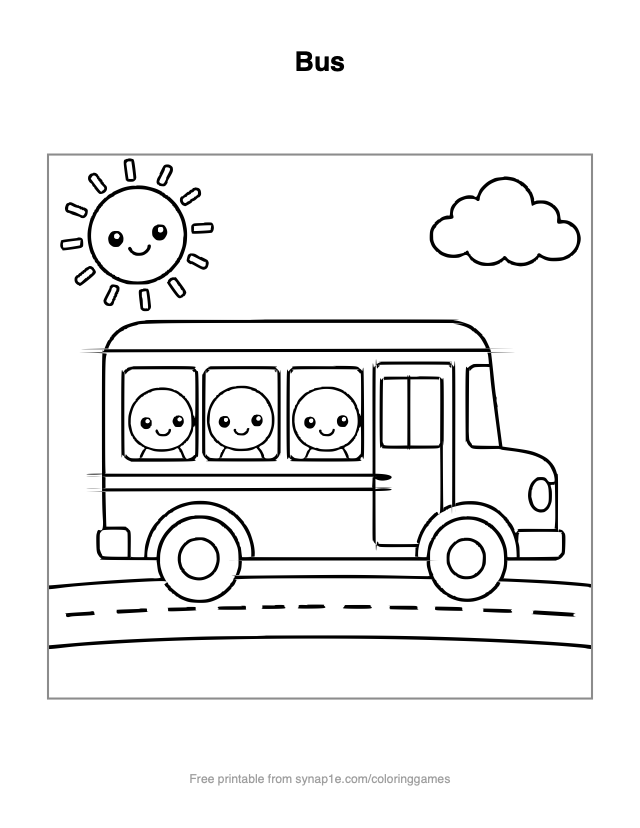 Bus — free printable vehicles coloring page