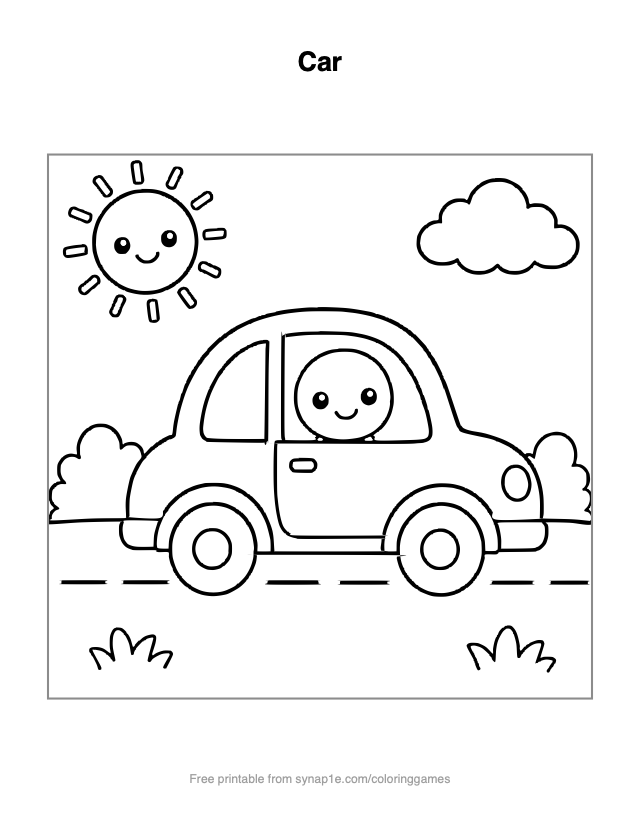 Car — free printable vehicles coloring page