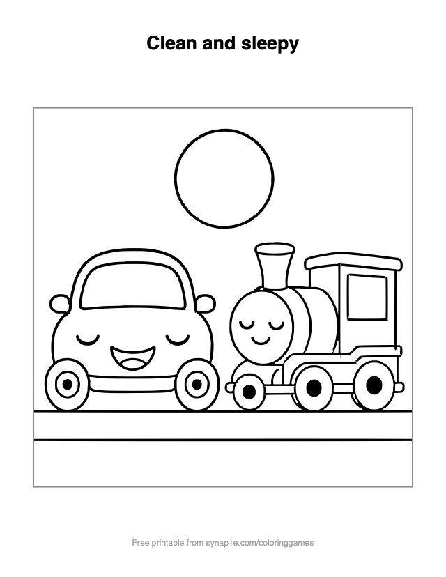 Clean and sleepy — free printable vehicles coloring page