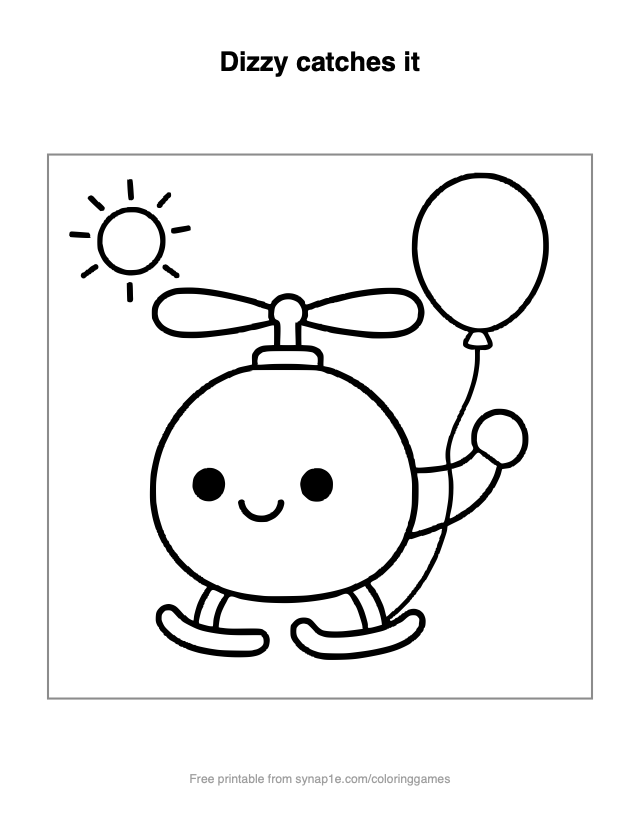 Dizzy catches it — free printable vehicles coloring page