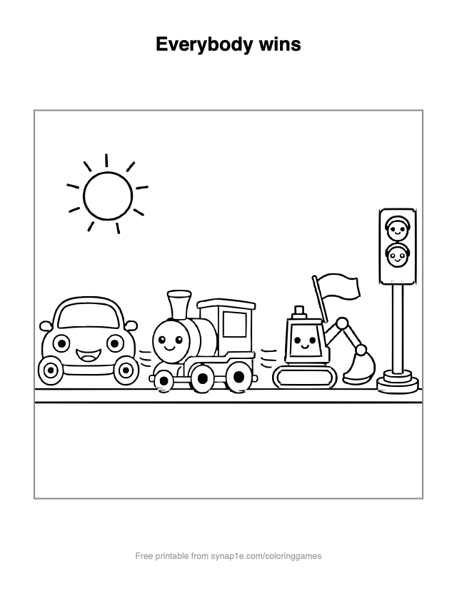 Everybody wins — free printable vehicles coloring page