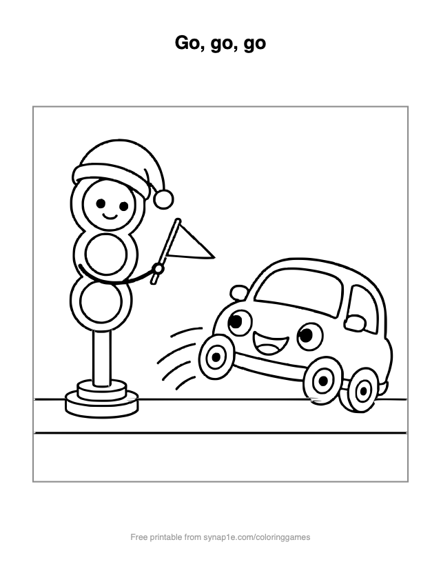 Go, go, go — free printable vehicles coloring page
