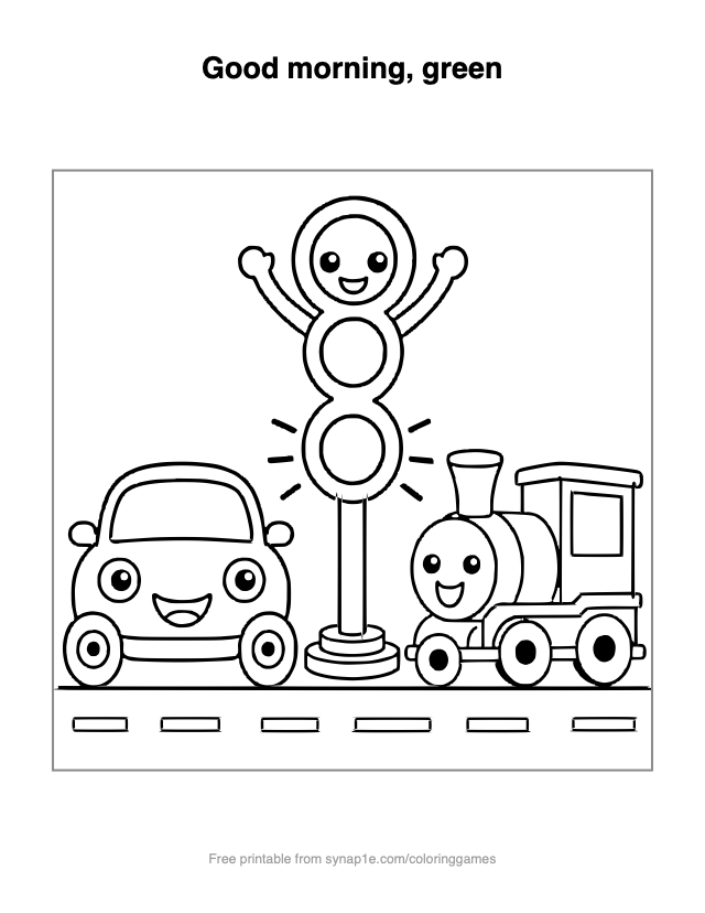 Good morning, green — free printable vehicles coloring page