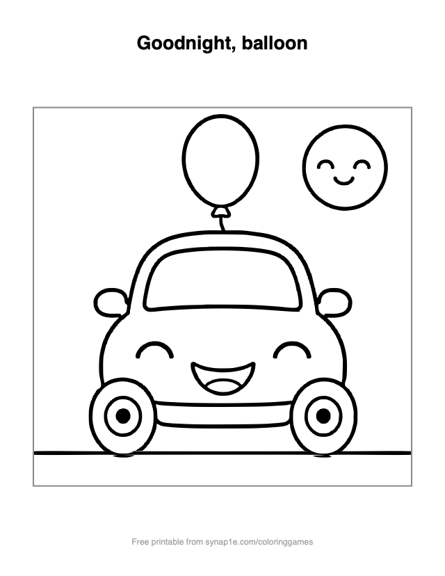 Goodnight, balloon — free printable vehicles coloring page