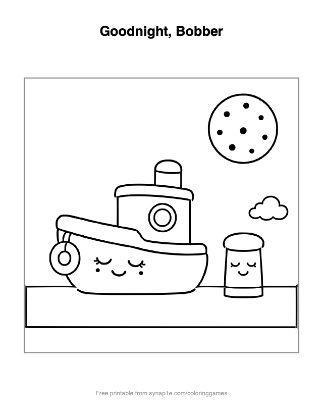 Goodnight, Bobber — free printable vehicles coloring page