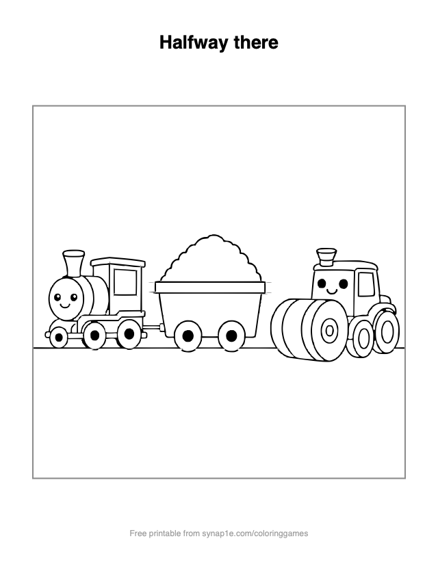 Halfway there — free printable vehicles coloring page