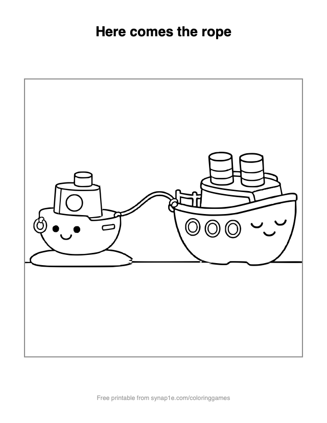 Here comes the rope — free printable vehicles coloring page