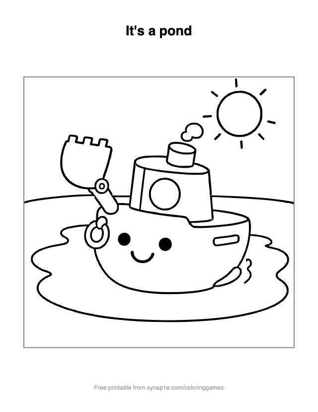 It's a pond — free printable vehicles coloring page