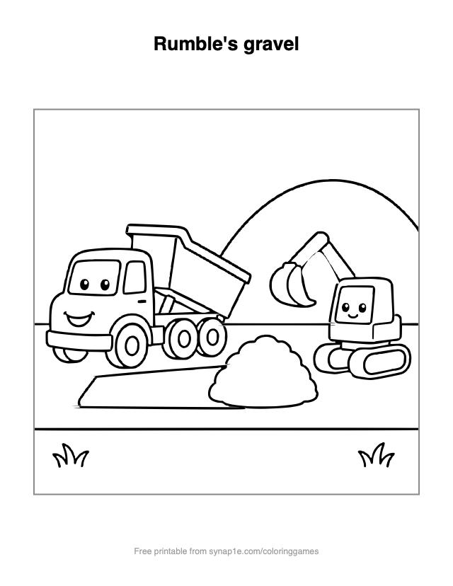 Rumble's gravel — free printable vehicles coloring page
