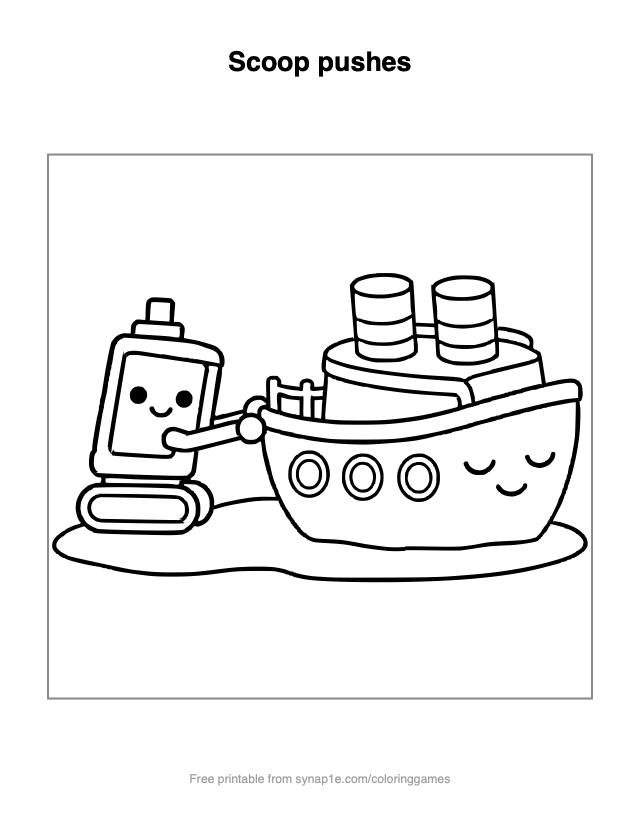 Scoop pushes — free printable vehicles coloring page