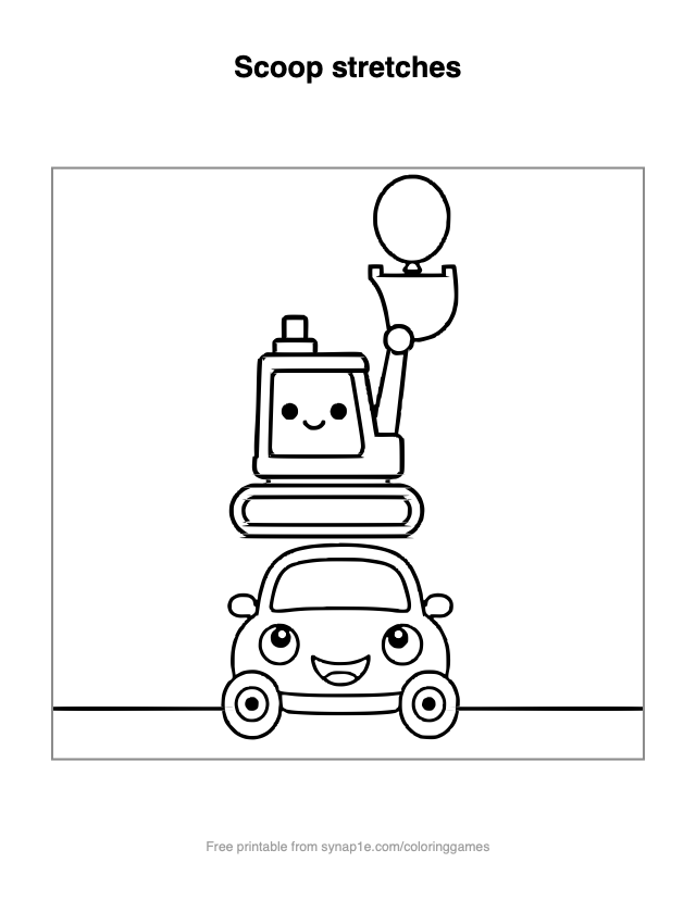 Scoop stretches — free printable vehicles coloring page