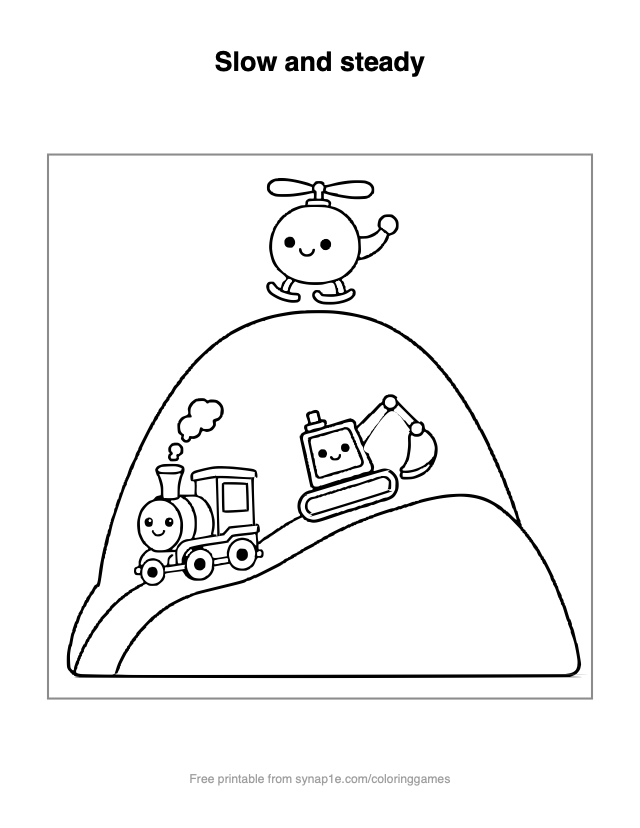 Slow and steady — free printable vehicles coloring page