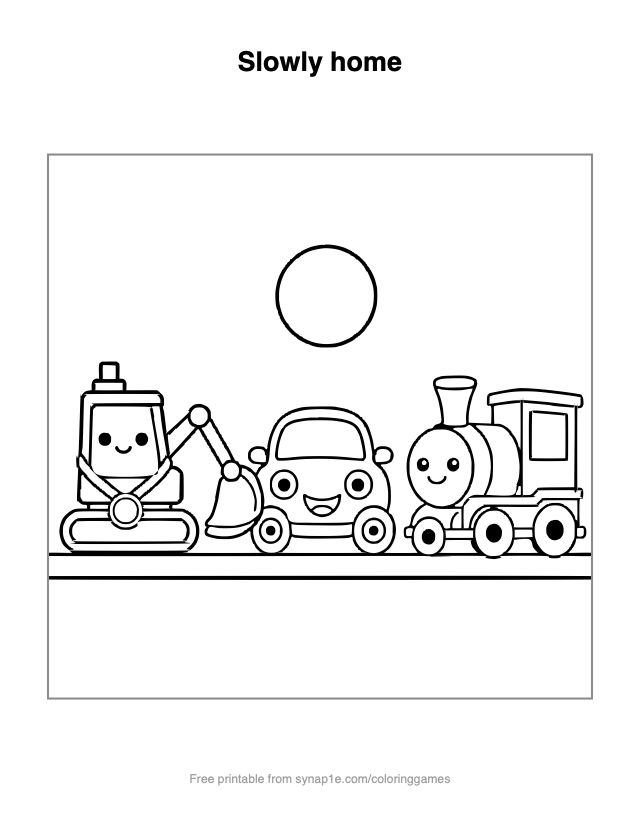 Slowly home — free printable vehicles coloring page