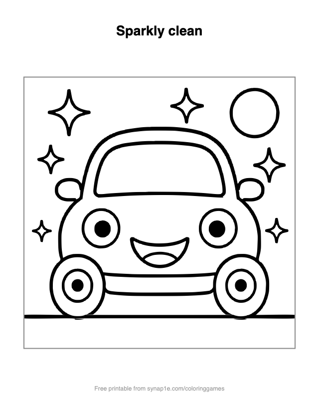 Sparkly clean — free printable vehicles coloring page