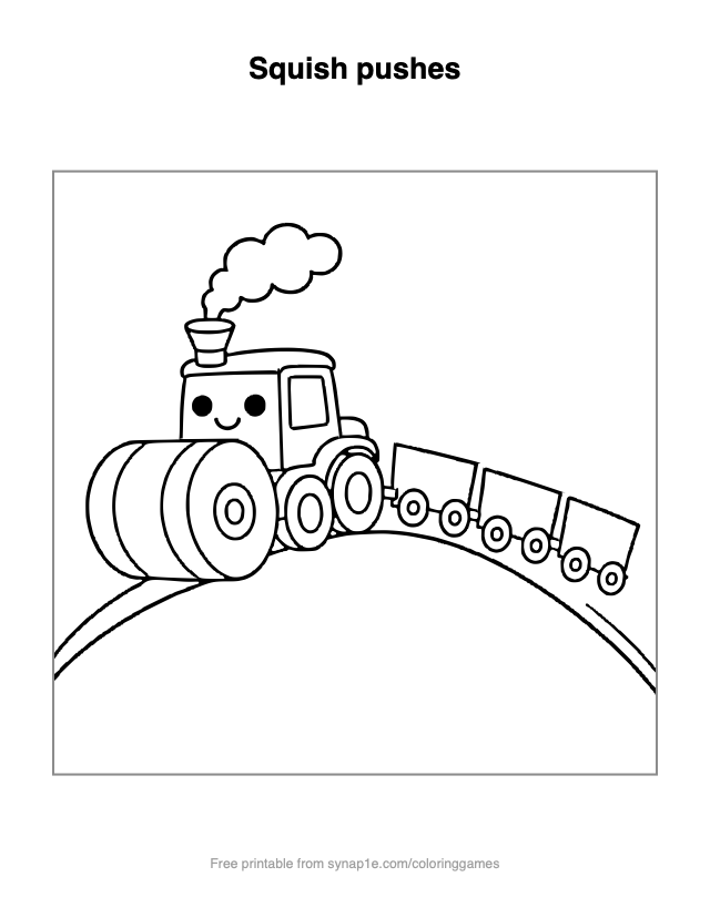 Squish pushes — free printable vehicles coloring page