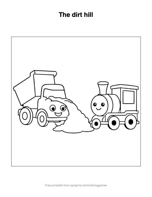 The dirt hill — free printable vehicles coloring page