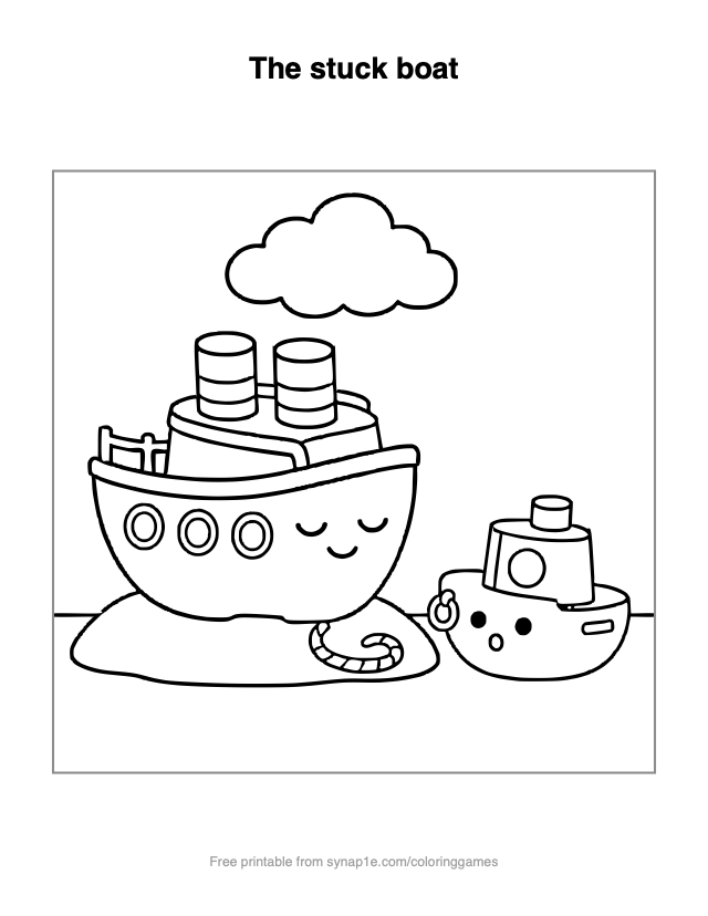 The stuck boat — free printable vehicles coloring page