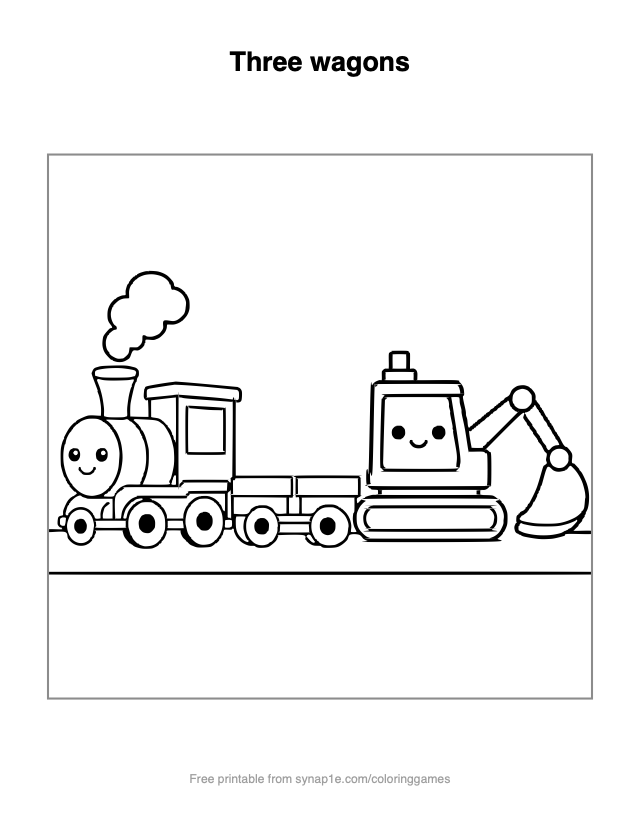 Three wagons — free printable vehicles coloring page
