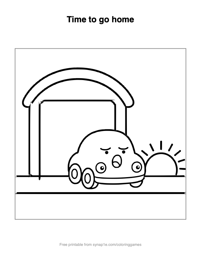 Time to go home — free printable vehicles coloring page