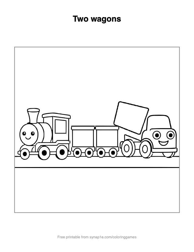 Two wagons — free printable vehicles coloring page