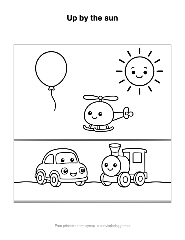 Up by the sun — free printable vehicles coloring page